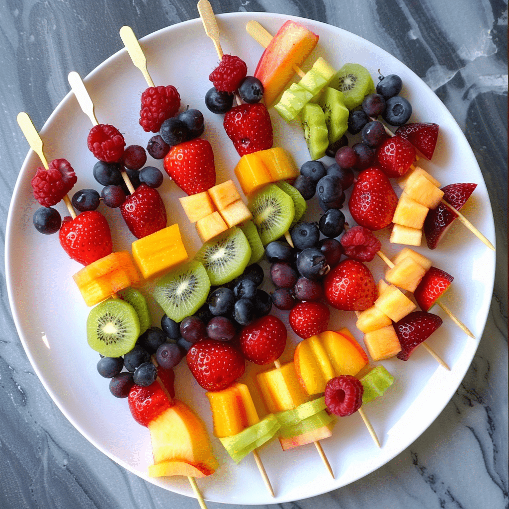 Rainbow Fruit Kabobs Recipe - elianarecipes.com