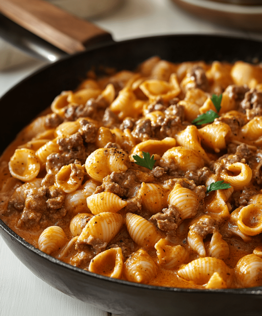 Creamy Beef And Shells Recipe - elianarecipes.com